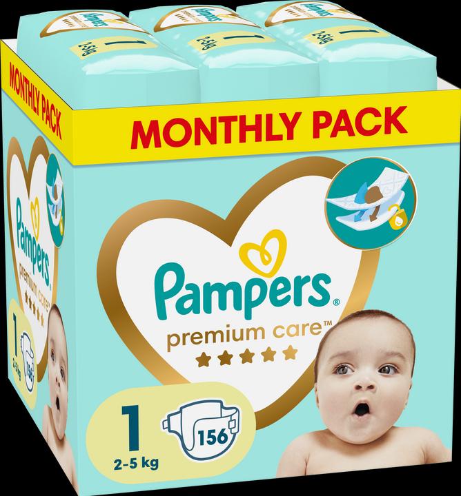 Image du produit Pampers Soins premium (Taille 1, Pack mensuel, 156 pièce(s))