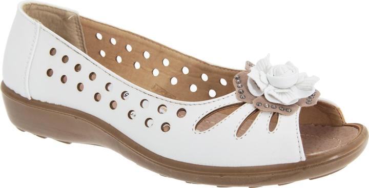 Produktbild Boulevard Ballerinas Schuhe mit Zehenöffnung Lochmuster und BlumenApplikation (39)