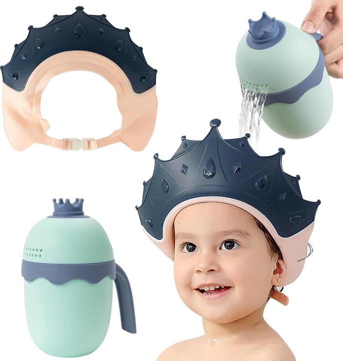 Image du produit Milkii bonnet de douche/protection contre le shampooing pour enfants avec gobelet de lavage, bleu