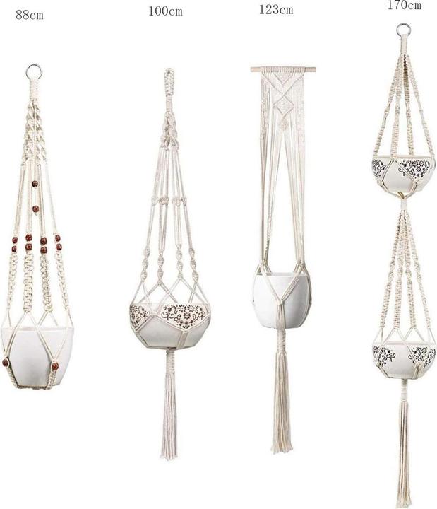 Produktbild Esmée Makramee Pflanzenaufhänger Dekoration Geknüpftes Boho Accessoire 4er Set (28.50 cm)