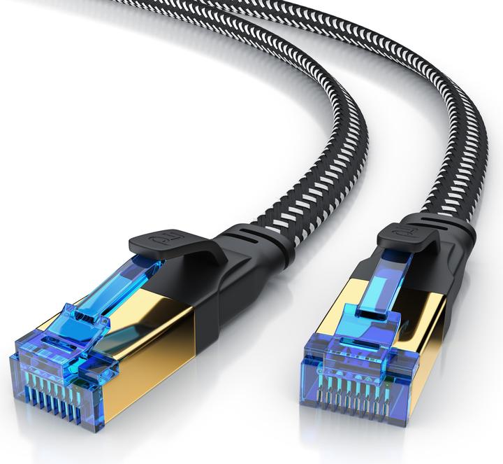 Produktbild Primewire CAT 8 Netzwerkkabel Flach Baumwollmantel - LAN Patchkabel Datenkabel - Flachbandkabel - Verlegekabel (U/FTP, CAT8.1, 1 m)