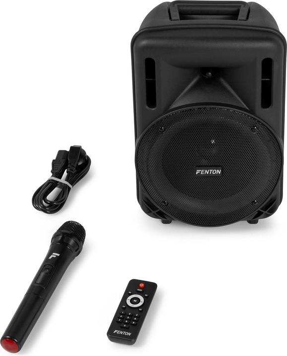 Produktbild Fenton Speaker Bluetooth - FT08LED MK2 karaoke box met LEDâ€™s, accu en microfoon - Voor (Aktiv)