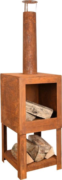 Actual product image Esschert Design Terrassenofen mit Holzlager, Rostbraun