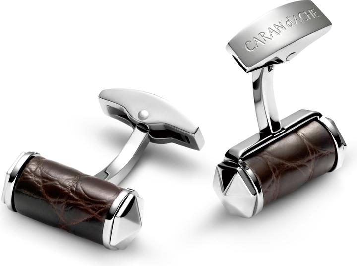 Produktbild Caran d'Ache Manschettenknöpfe Alligator Braun Edelst. (Rostfreier Stahl)