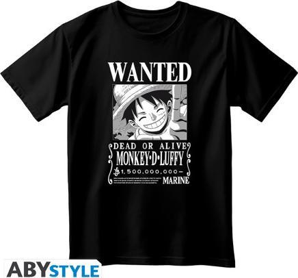 ABYstyle One Piece T-Shirt (XXL) Unisex Black: Wanted Luffy BW (XXL)