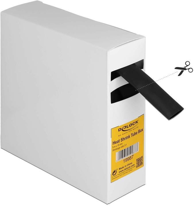 Delock Schrumpfschlauch Box, mit Innenkleber, Schrumpfungsrate 3:1, 5 m x 15 mm schwarz (1 x)