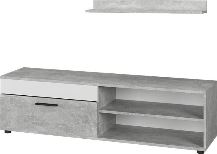 Actual product image Vichy Lowboard & Regal Berno, Beton/Weiss, mit 1 Klappe