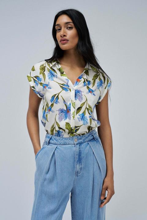 Image du produit Salsa Jeans Kurzarmbluse Basic Shirt With Shoulder Ruffles (XS)