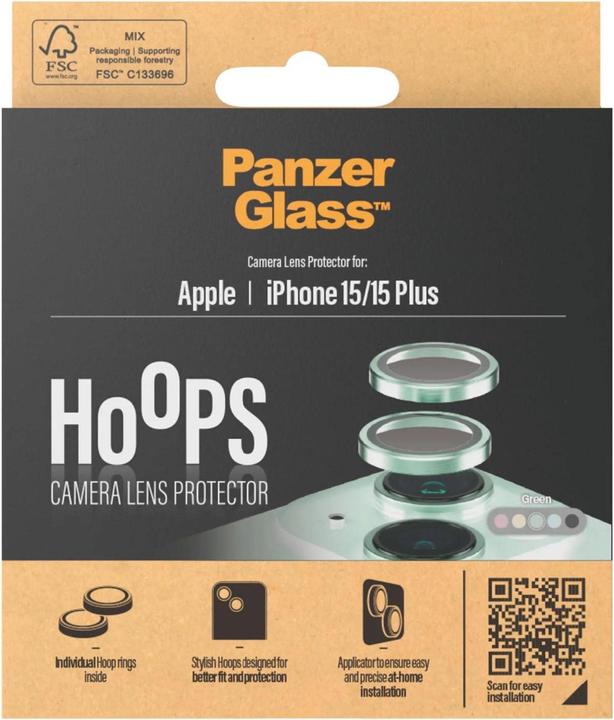 Immagine prodotto PanzerGlass Protezione dell'obiettivo della fotocamera Hoops (1 Pezzo/i, Apple iPhone 15 Plus, Apple iPhone 15)