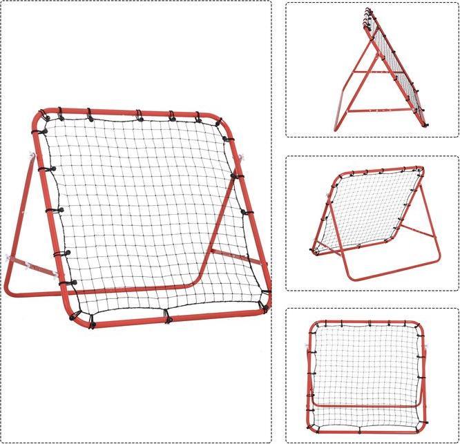 Image du produit Swisshandel24 Rebounder Football Barrière de rebond Filet pour football Angle réglable Rouge+Noir 96 x 80 x 96