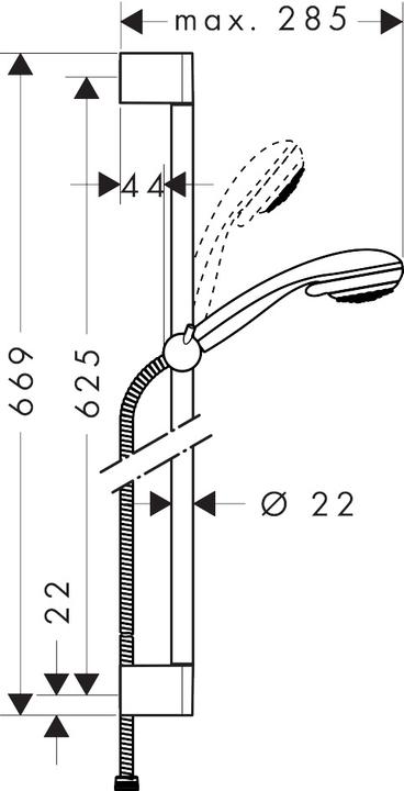 Actual product image hansgrohe HG Shower set CROMETTA 85 VARIOJET Shower rail Unica'Crometta 650mm chrome