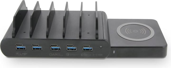 Immagine prodotto LMP DuoCharge 5+1 Port KC, GaN charging station Qi2 (150 W)