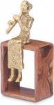 Immagine prodotto Giftdecor flauto d'oro in metallo con supporto in legno (13 x 13 x 27 cm)