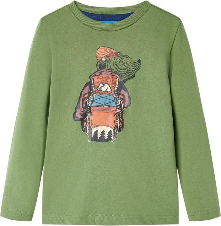 VidaXL Kinder-Langarmshirt Helles Khaki 128,Material: 100 (128)
