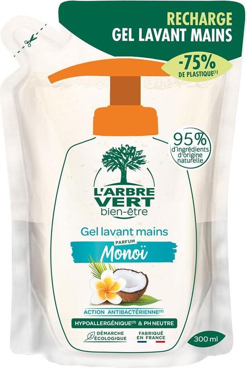 L'arbre vert Nachfüllbeutel ökologische Handseife Monoï (Handseife Nachfüllpackung, 300 ml)