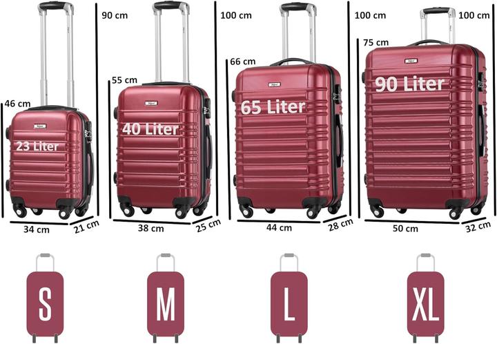 Image du produit Zelsius 4-tlg. Hartschalenkoffer Set (Bagage à main (jusqu'à 50l), M (50 - 90l), L (90 - 115l))