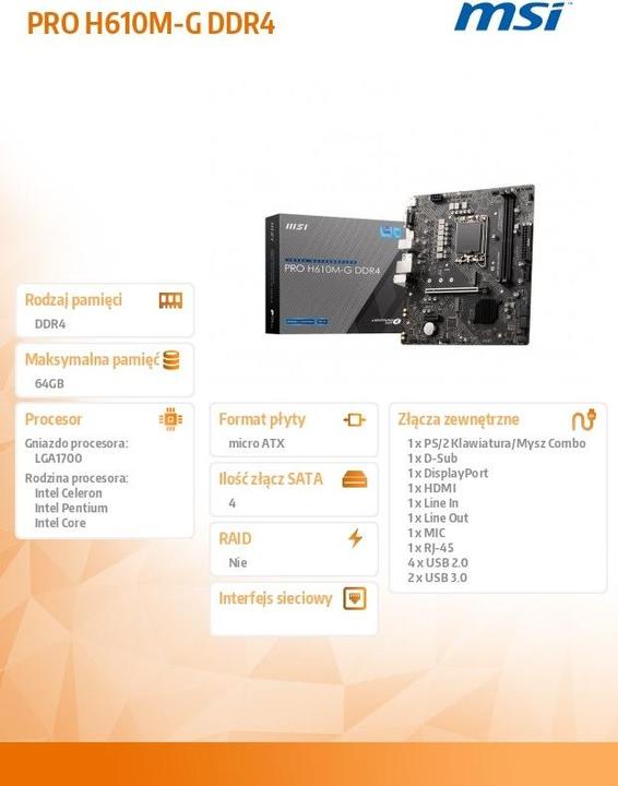 Actual product image MSI PRO H610M-G DDR4 (LGA 1700, Intel H610, mATX)