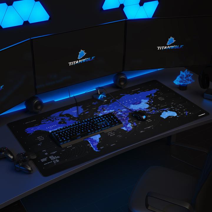 Produktbild Titanwolf Gaming Mauspad, XXXL Speed Mausmatte 1200 x 600 mm, Geschwindigkeit & Präzision, Englisch blau