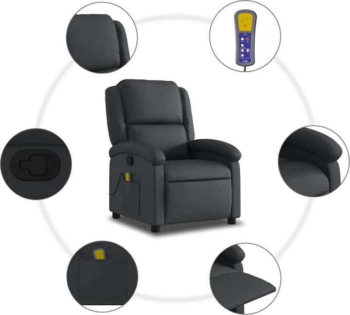Immagine prodotto VidaXL Sedia da massaggio in vera pelle nera,Colore: Nero,Materiale