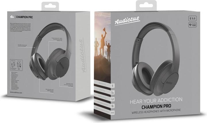 Produktbild Audictus Headset Champion Pro, On-Ear,, Microphone, Black (0.83 h, Kabellos)