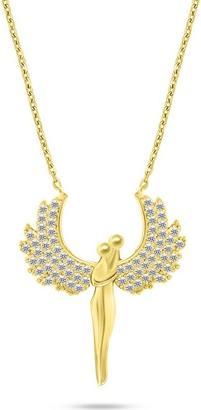 Brilio Silver - Sparkling Gold Plated Angels Necklace with Zircons NCL143Y