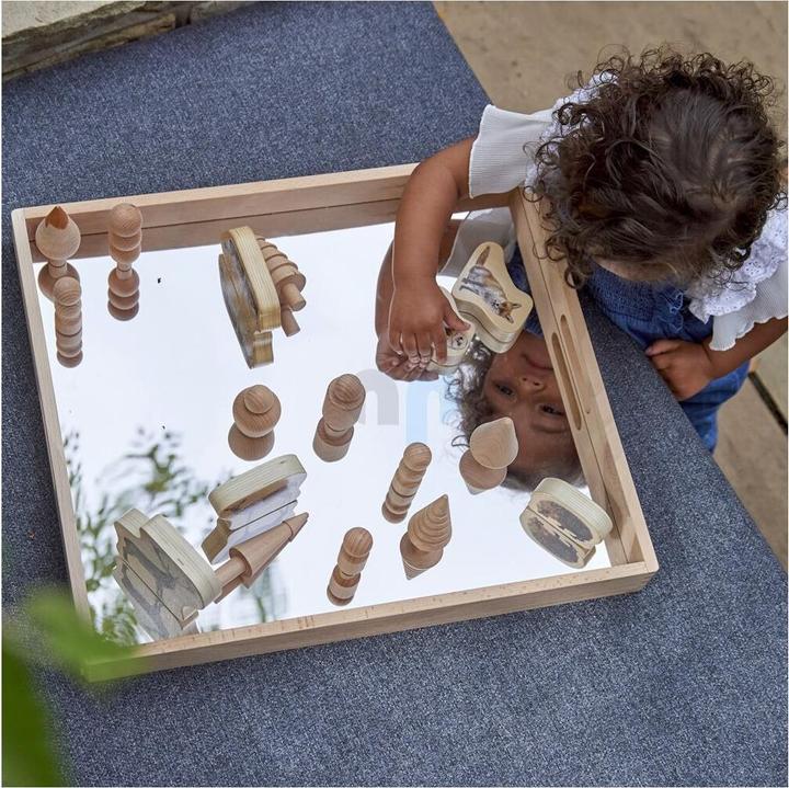 Image du produit TickiT Boîte plateau en bois avec base miroir (Français, Allemand, Anglais, Italien)