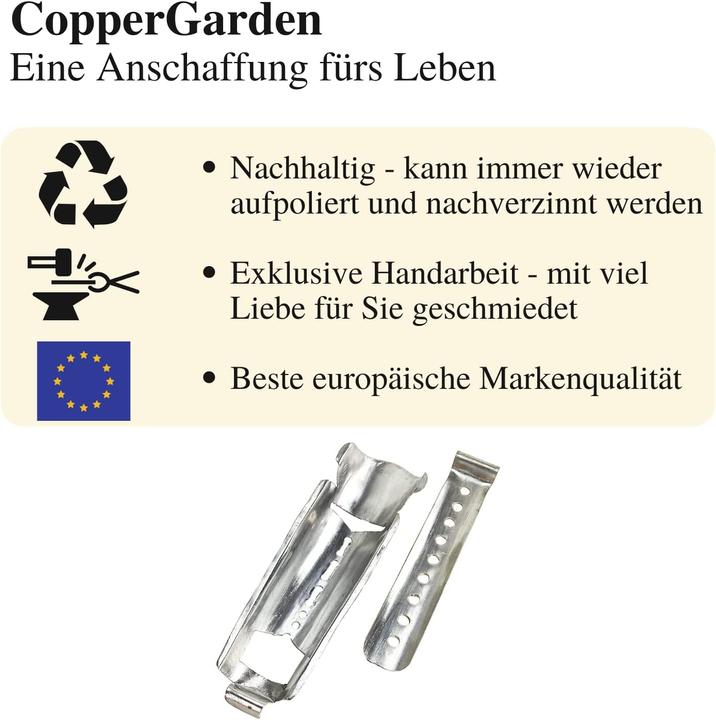 Immagine prodotto Copper Garden Pinze da fuoco forgiate a mano e stagnate in rame brillante