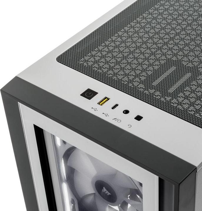 Produktbild Corsair iCUE 4000X RGB Mid-Tower White-Gehäuse aus gehärtetem Glas (mATX, Mini-ITX, ATX, E-ATX)