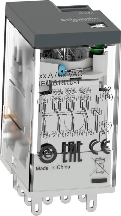 Image du produit Schneider Relais miniature 4 contacts inverseurs 24 VCA 50/6 RXM4LB2B7