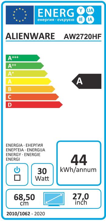 Energie-Label Dell Alienware AW2720HFA (1920 x 1080 Pixel, 27")
