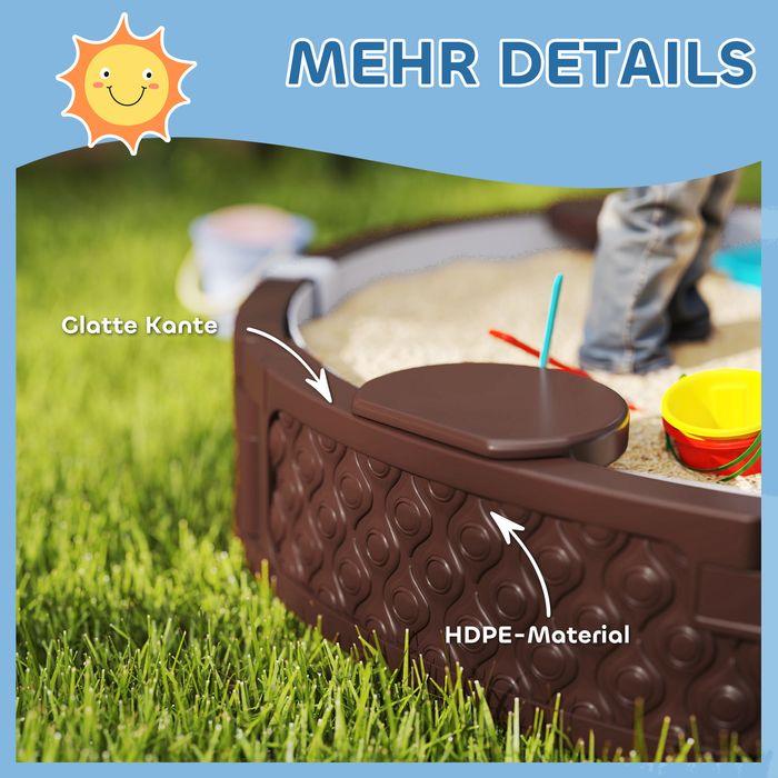 Produktbild Swisshandel24 Sandkasten, Runde Sandkiste für bis zu 3 Kinder, mit 3 Sitzen, Dunkelblau