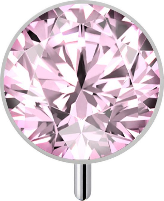 Star Piercing Threadless Halbkugel silber front mit Kristall pink (ohne Messing, Titan G23)