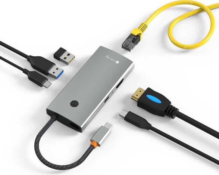 Actual product image Techly Hub USB-C 6 in 1 (USB-C, 6 Ports)