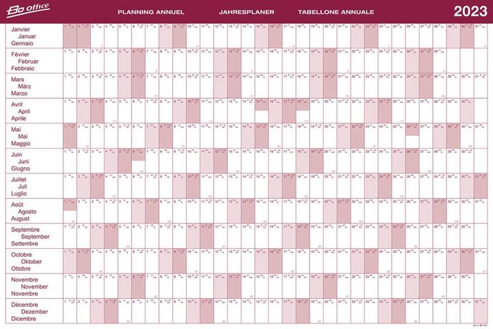 Produktbild BoOffice Jahresplaner 2019 (90 x 60 cm, Kein Einband, Deutsch, Französisch, Italienisch)
