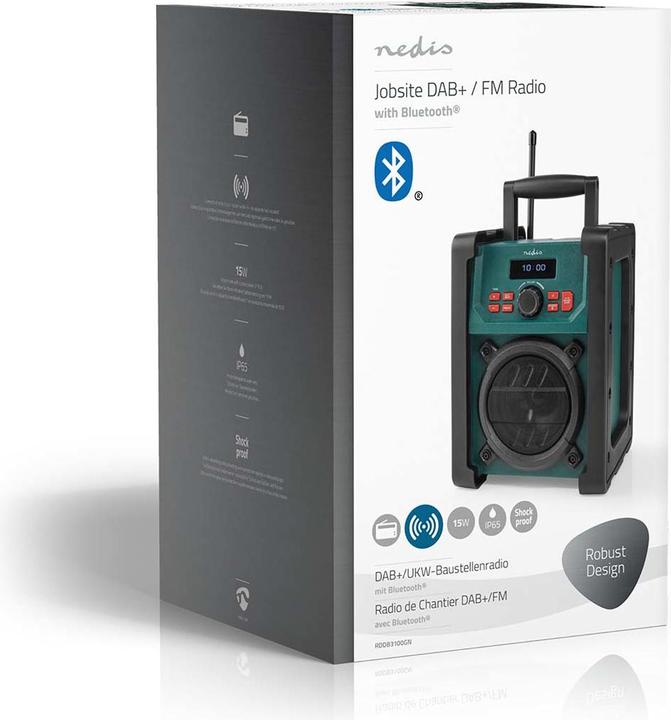 Immagine prodotto Nedis Radio DAB + Versione da tavolo DAB+ / FM 2,2" Monitor bianco e nero Alimentazione a (DAB, FM, Bluetooth, WiFi)