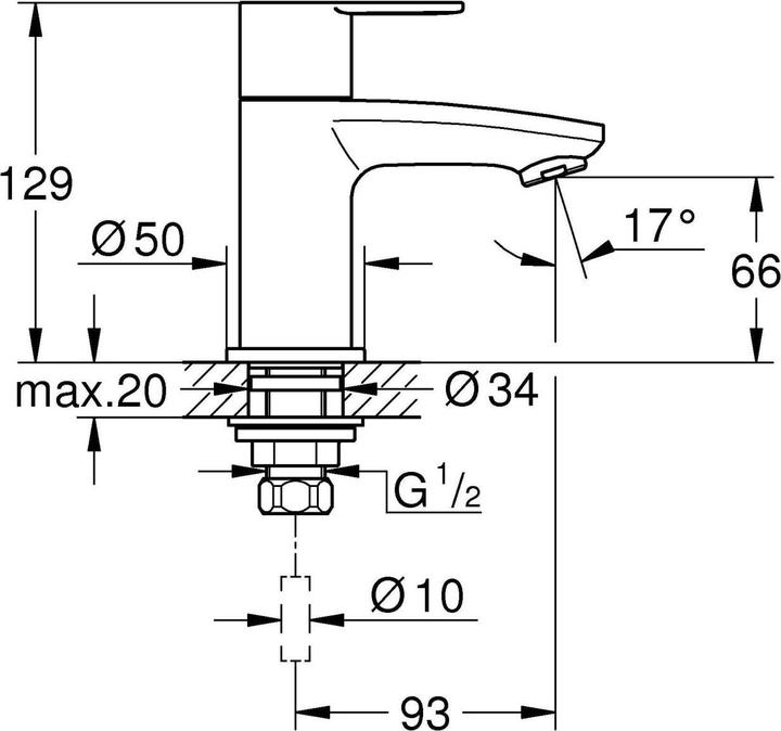 Actual product image Grohe Eurostyle Cosmopolitan pillar tap XS-Size