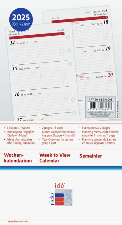 Actual product image Idé Ricambi TIMING 1 agenda annuale (9.5 x 17 cm, German)