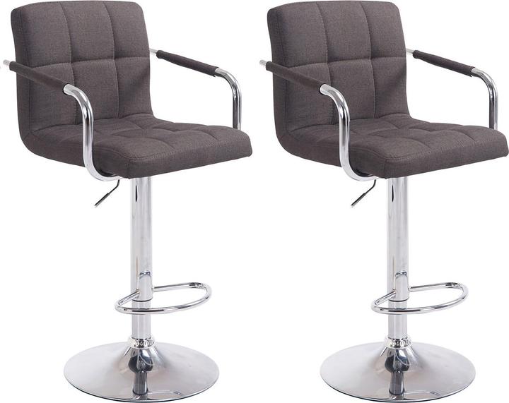 CLP Lot de 2 tabourets de bar Lucy V2 tissu chrome, gris foncé
