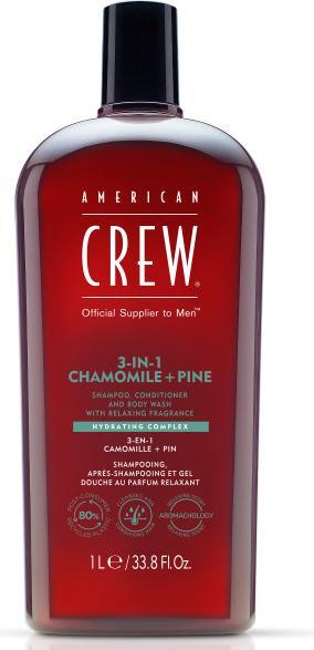 American Crew 3-in-1 Chamomile & Pine Shampoo, Conditioner & Body Wash (1000 ml, Flüssiges Shampoo)