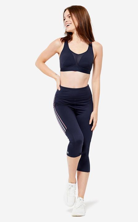 Produktbild Kalenji Sport-BH Bustier gekreuzte Träger starker Halt - blau (M)