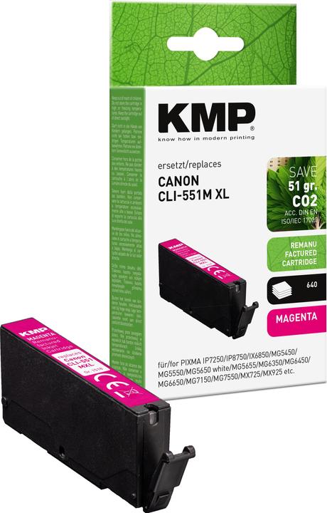 Actual product image KMP Patrone Canon CLI-551M XL (6445B001) magenta 750 S. C92 remanufactured