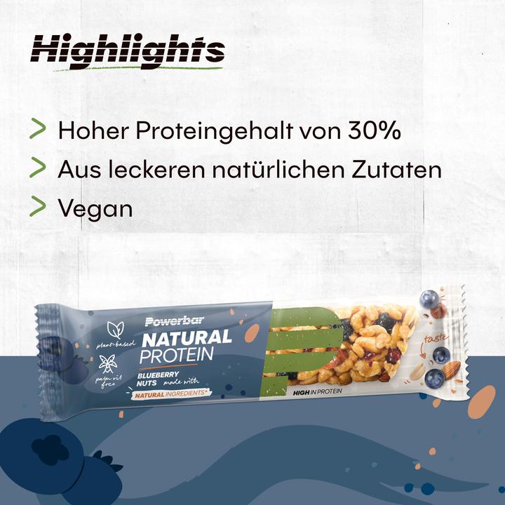 Image du produit Powerbar Natural Protein Vegan (Nadgers, Myrtille, 18 pcs, 720 g)
