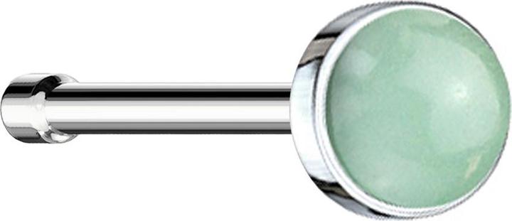 Produktbild Star Piercing Nasenstecker gerade silber mit Jade Stein (Mineralisch, ohne Messing, Chirurgenstahl 316L)