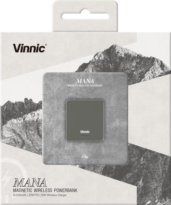 Actual product image Vinnic MANA Magnetic Wireless Powerbank 8,000mAh, clay (8000 mAh, 15 W, 30.80 Wh)