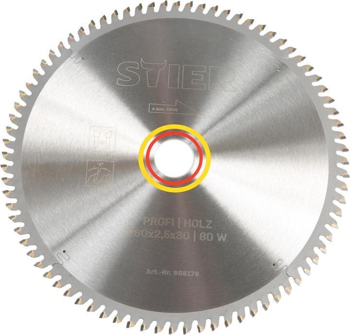 Actual product image Stier Professional circular saw blade wood 260x2.5x30 80W -5° neg. rake angle