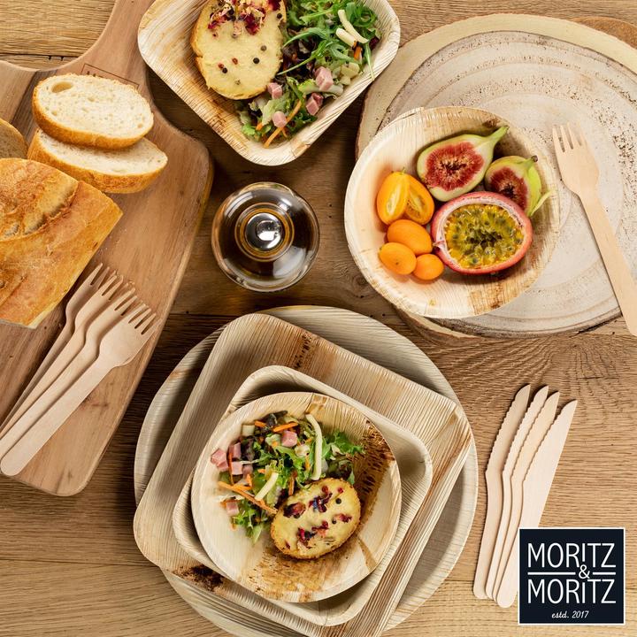 Produktbild Moritz & Moritz Palmblattgeschirr Eckig 20cm mit Besteck (75 x)