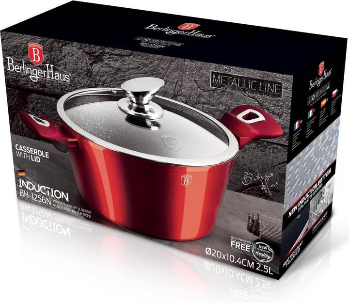 Image du produit BerlingerHaus GRANITE POT 20cm Red METALLIC LINE BH-1256 (20 cm, Aluminium)