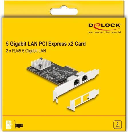Immagine prodotto Delock Scheda PCI Express x2 a 2 x RJ45 5 Gigabit LAN RTL812 (PCI Express 3.0)