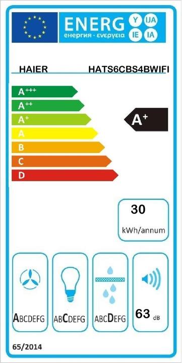 Energy Label Haier Hood Hats6cbs4bwifi (Wall hood)
