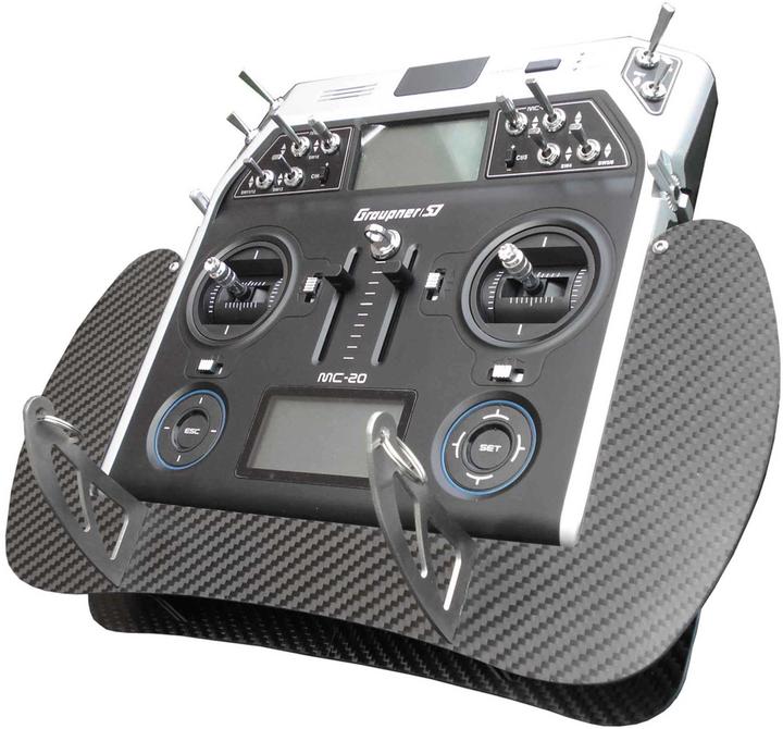 Image du produit AHLtec Pupitre émetteur Graupner MC-26 / MC-28 CARBON avec étrier de pupitre émetteur standard, sans
